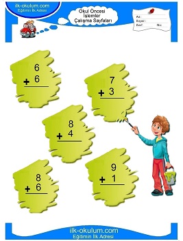 Çocuklar İçin toplam işlemi yaprak testleri 